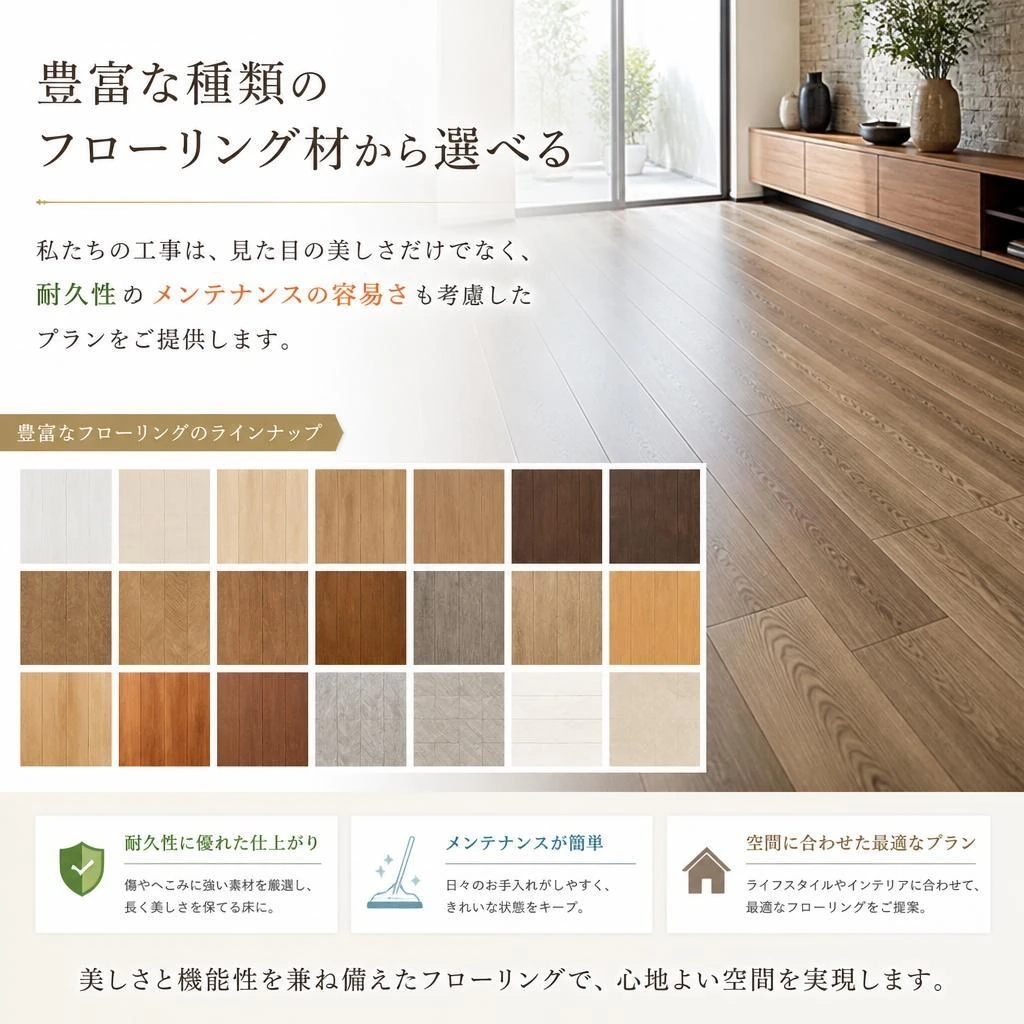 フローリングで変わる住まいの印象