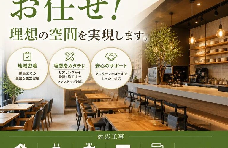 練馬区の店舗工事ならお任せ！理想の空間を実現します。