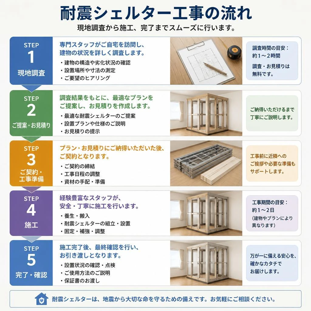 耐震シェルター工事の流れ