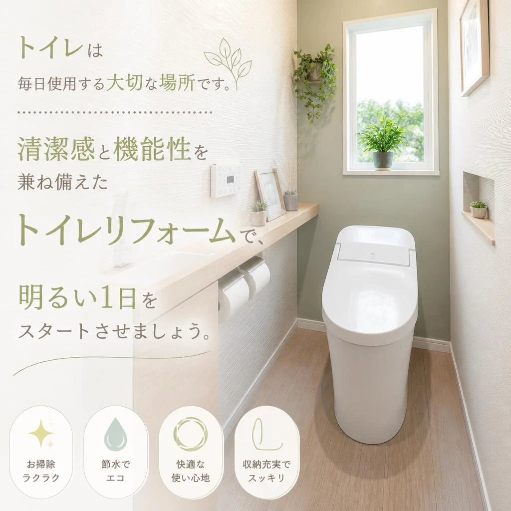 トイレリフォームで快適さをプラス