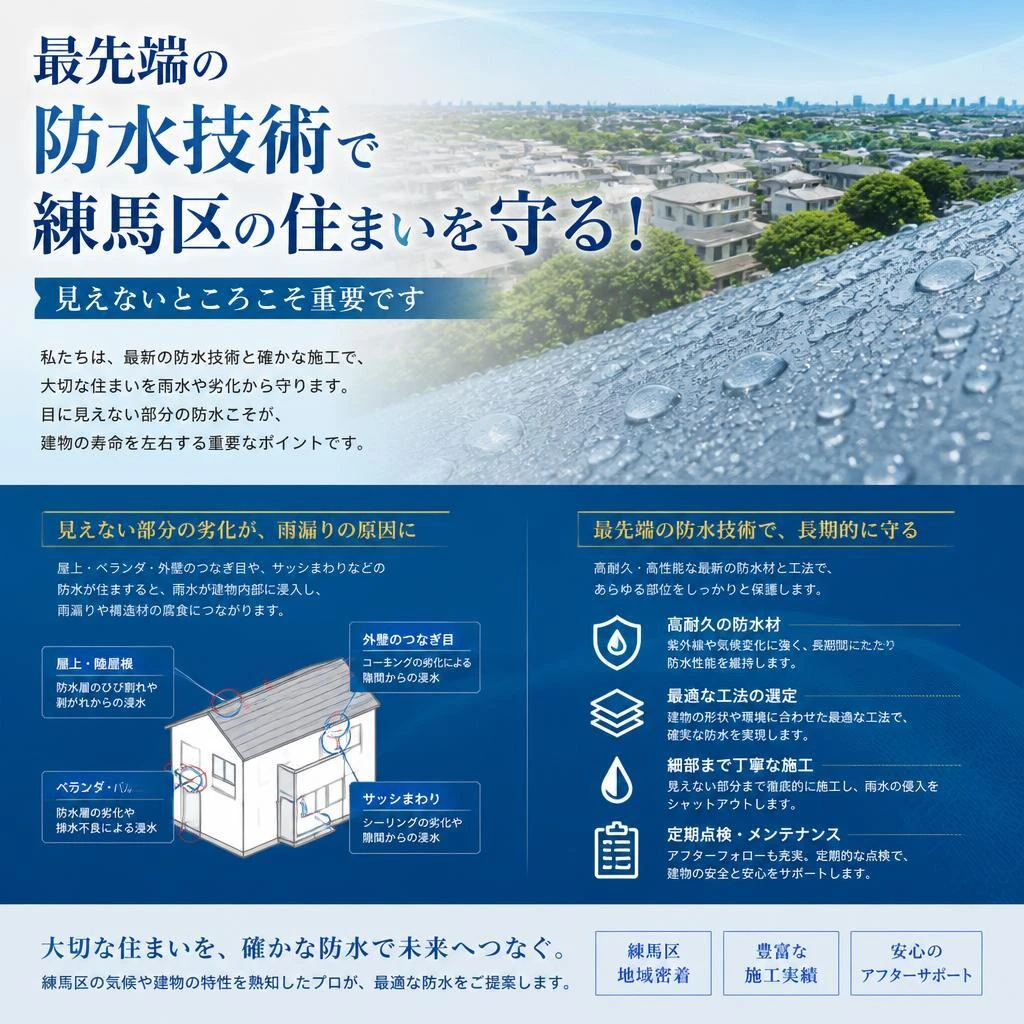 最先端の防水技術で練馬区の住まいを守る！見えないところこそ重要です