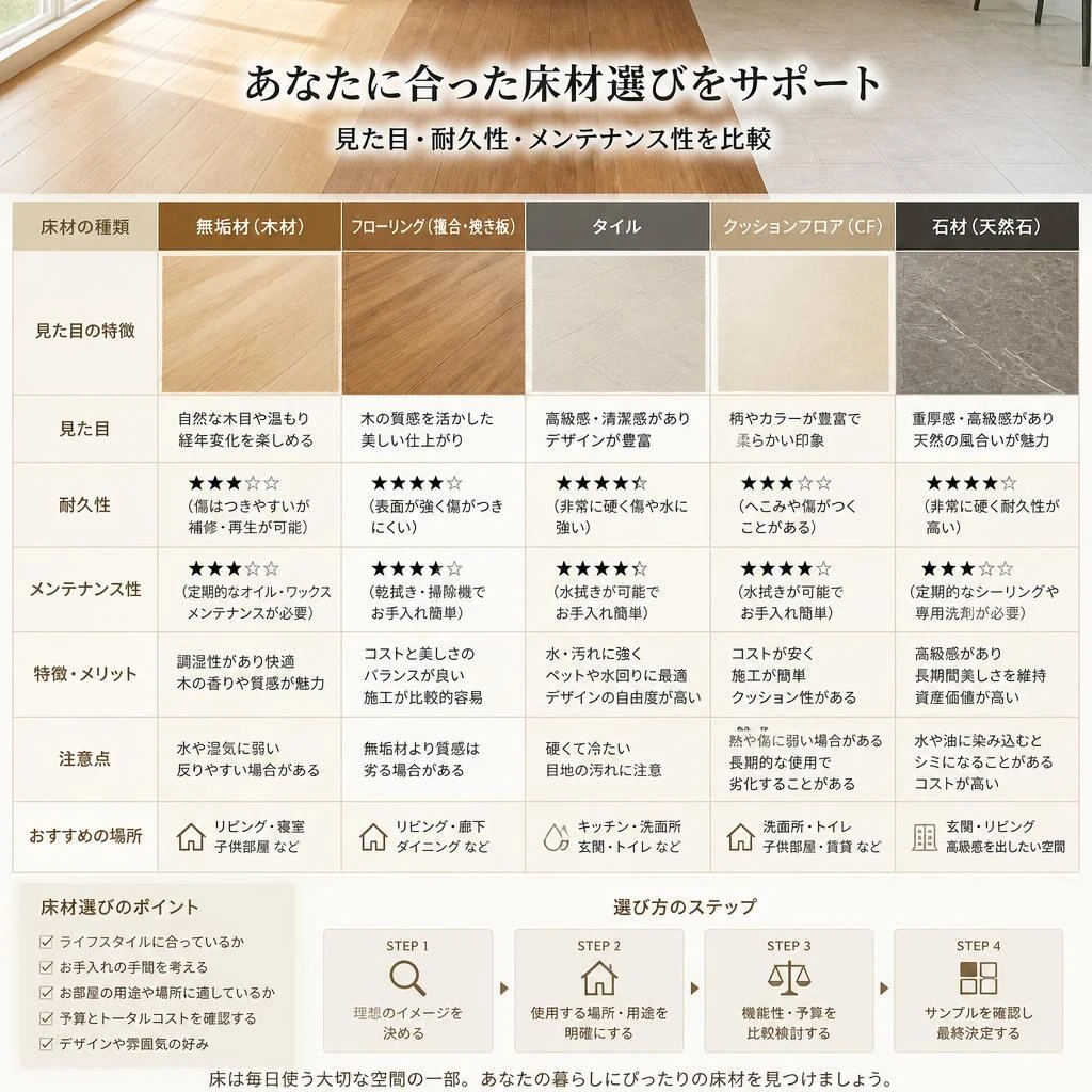 床材質の選び方とメリット