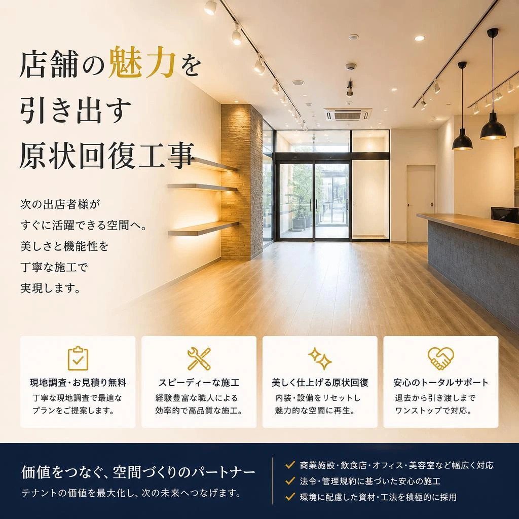 店舗の魅力を引き出す原状回復工事
