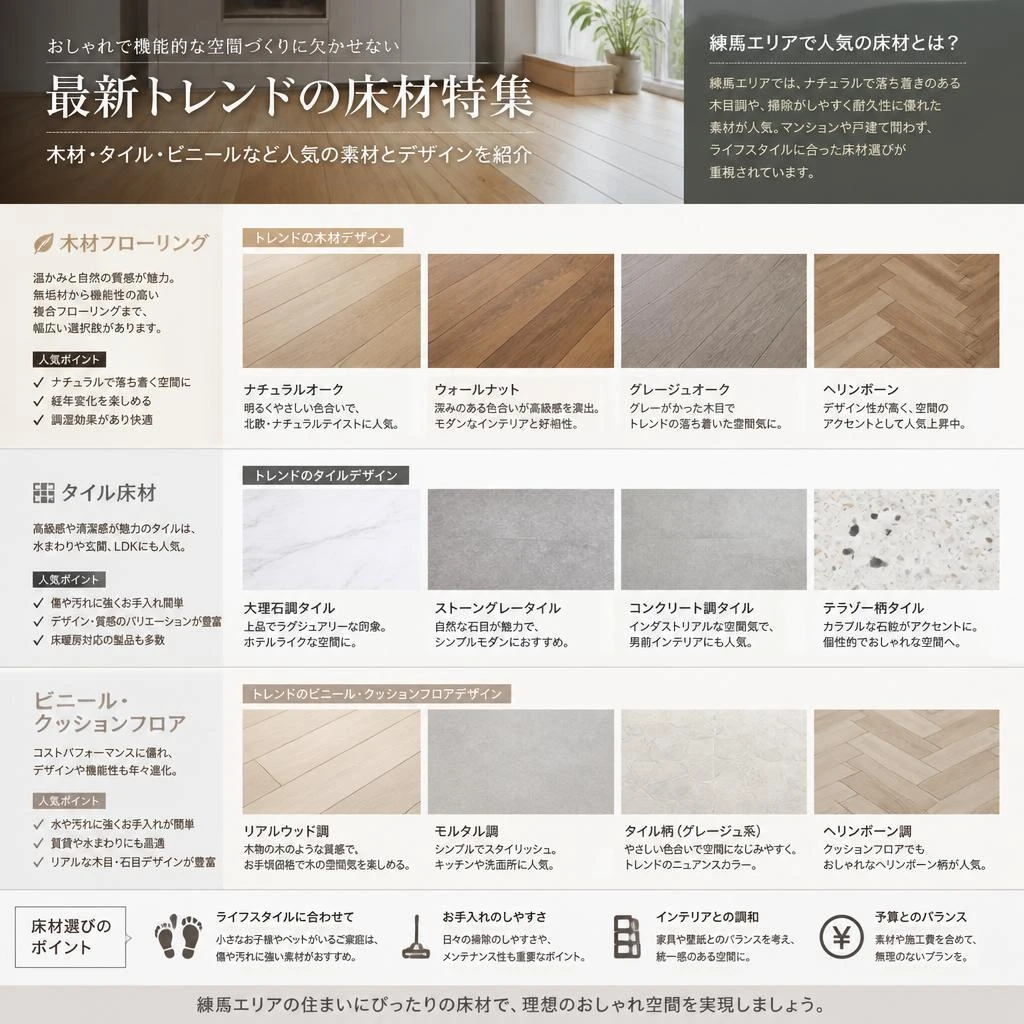 スタイリッシュな床材の種類