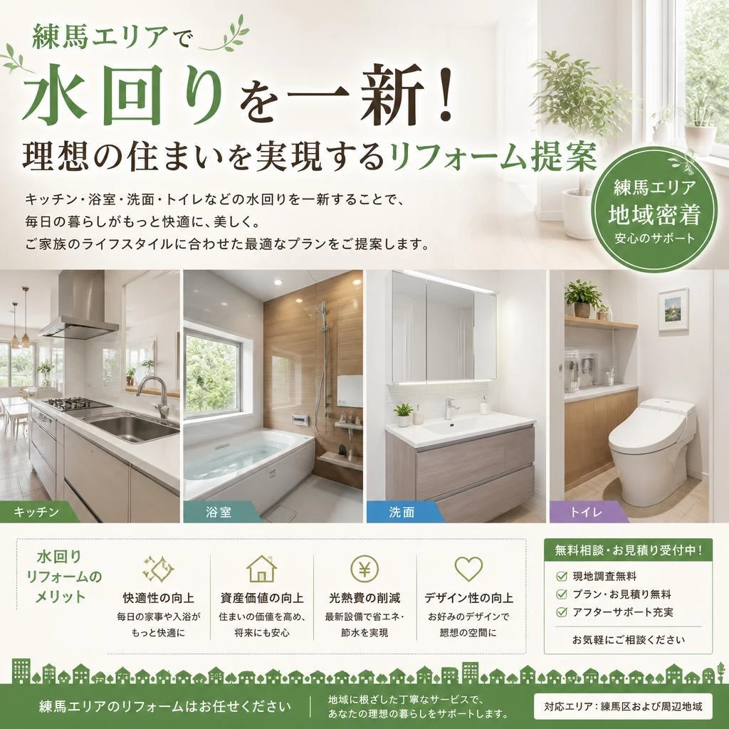 練馬エリアで水回りを一新！理想の住まいを実現するリフォーム提案